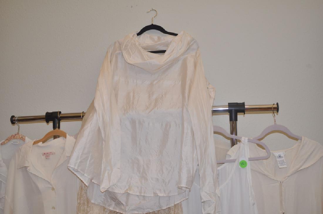 Designer Clothing: 9 designer woman's blouses made from silk, lace, viscose: DKNY, Romeo Giglio, Ghost, Kikit for Maurice Sasson, Magarchons (M & L)