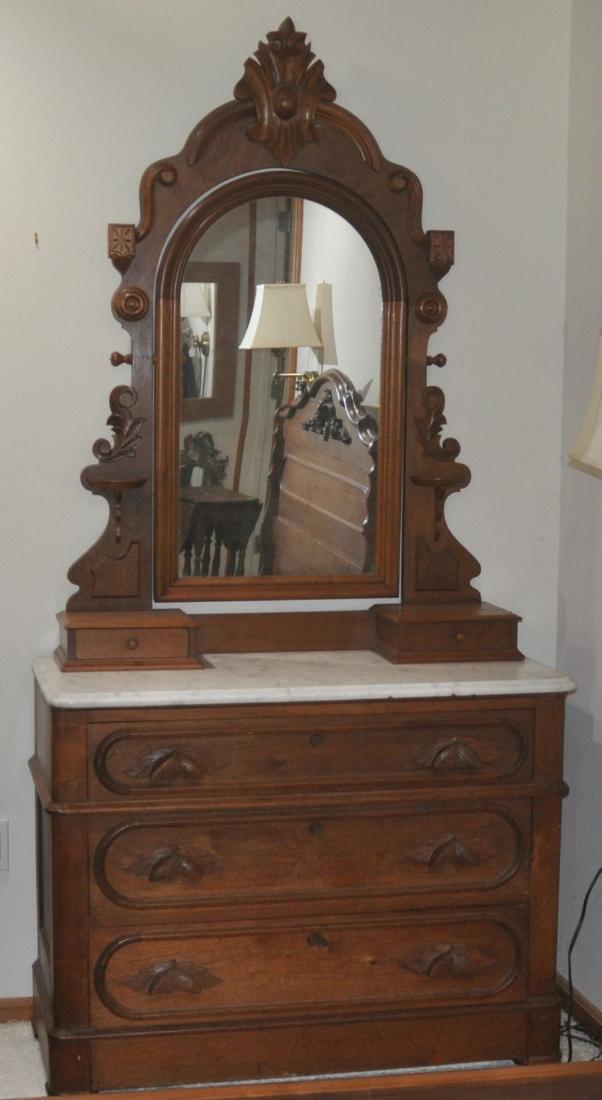 Antique American Victorian Eastlake Carved Leaves Wood Drawer Pulls 3 available