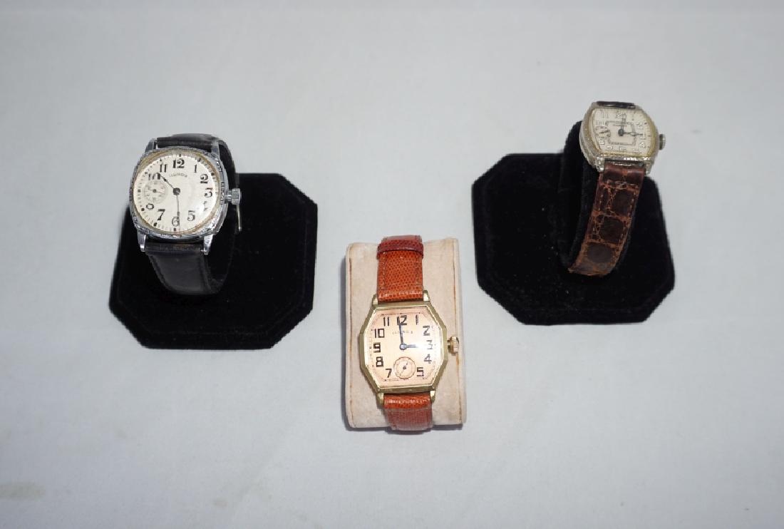 Watches: 3 vintage Illinois wrist watches with leather bands, 20th century