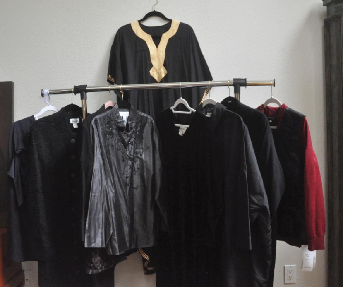 Designer Clothing: 9 pieces of clothing in large & plus sizes: vest, Calvin Klein all weather coat, Zelda beaded blazer, Joan Voss wool blend sweater coat, David Dart velvet dress