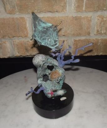 Metal Sculpture: Metal sculpture of an underwater scene with coral & marine life 11" h (price tag $950.00) 20th century