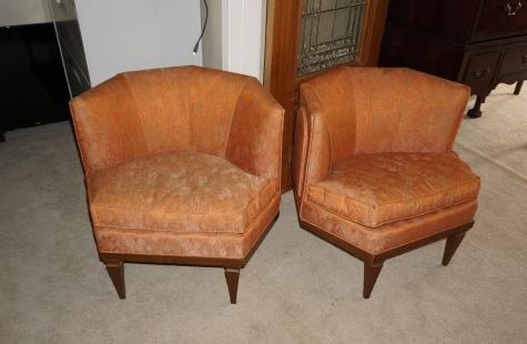 Retro Chairs: Pair of retro 1950's upholstered chairs 27" w x 20" d x 25" h