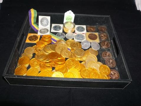 New Orleans Prints: Collection of New Orleans "Rex" & other Mardi Gras doubloons: Rex: 2-1960, 2-1961 (1 is resin), 1-1991, 69-1997, 63-1998, ox silver 1-1966, 1-1965, ZULU: 1 each bronze-1985. 1986, 1987. 1988, 1989, 19