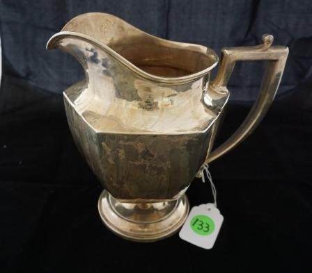 Sterling Pitcher from Red Gum Plantation: Sterling pitcher 9 7/8" h, 32.7 troy ounces, engraved "LCR" from the Red Gum Plantation in Hughes, Arkansas, 19th century