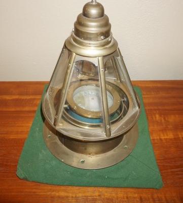 Antique Ship Compass: Antique brass & glass ship's compass by E. Esdaile A. Sons Sydney NSW 12" h, 12" h, early 20th century