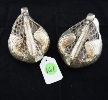 Sterling Swans by Gorham: Pair of very rare sterling Gorham swan floral holders, 8 1/2" w x 4 3/4" d x 5 3/4" h, 17.01 troy ounces