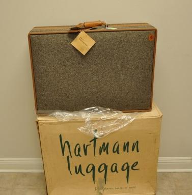 Vintage Hartmann Luggage in original box: Vintage Hartmann Luggage in original box, genuine leather, walnut , 29" x 21" (W29) #4400