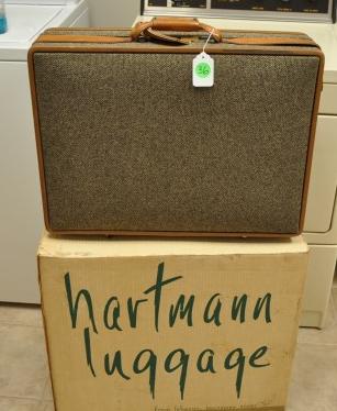 Vintage Hartmann Luggage in original box: Vintage Hartmann Luggage in original box, genuine leather, walnut , 2" x 18"