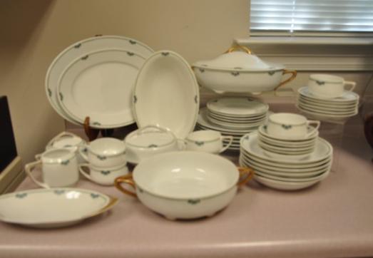 Set of Bavarian china by Rosenthal: Set of Bavarian china by Rosenthal, pieces marked "Donatrllo" or "Butticelli": 6 dinner plates, 6 small plates, 6 large & 6 small bowls, 6 cups with saucers, 2 vegetables, 1 oval covered dish, 1 small