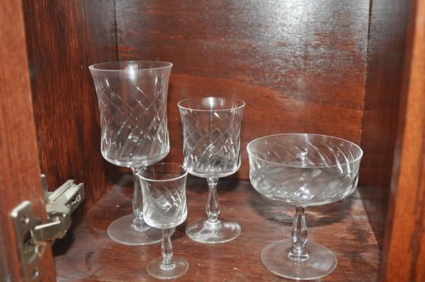 Large set of Nortaki crystal stemware: Large set of Nortaki crystal stemware: 9 open champagne, 6 cordials, 12 red wines, 12 white wines, 12 water glasses, 20th century