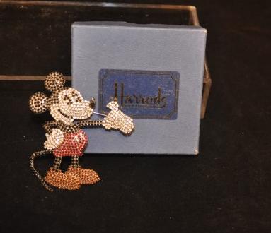 Beautiful rhinestone Mickey Mouse pin from Harrods in: Beautiful rhinestone Mickey Mouse pin from Harrods in Knightsbridge, England 3 1/2" h