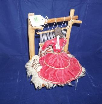 Vintage Navajo Weaver Woman Assemblage: Vintage Navajo Weaver Woman Assemblage Mother Doll Loom Rug Weaving Southwestern Art Display Diorama Signed Helen, 20th century