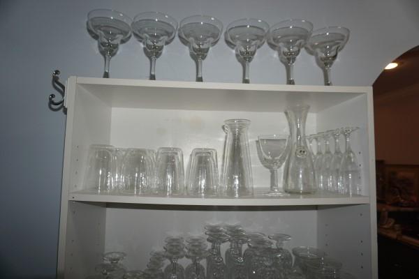 Large assortment of bar ware:: Large assortment of bar ware: double insulated glasses, decorative wine tops, beer glasses, stemware, margarita glasses