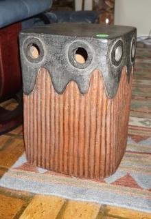 Pottery garden stool 1' square x 14" h, 20th century: Pottery garden stool 1' square x 14" h, 20th century