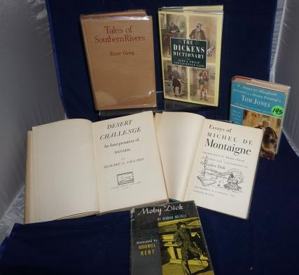 6 interesting books, some classic:: 6 interesting books, some classic: Moby Dick by Herman Melville 1944, Essays of Michell de Montaigne, Desert Challenge: An Interpretation of Nevada, Tales of Southern Rivers by Zane Grey, The Dickens