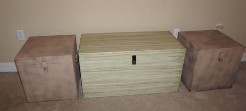 3 chest from Korea:: 3 chest from Korea: large chest measures 3'w x 18" d x 19" h, 2 small chest measure 17 1/2" w x 18" d x 19" h, 20th century