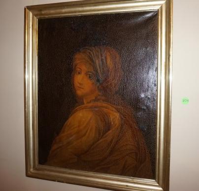 Painting of a young girl, site 23 1/2" x 29": "Portrait of Beatrice Cenci" after Italian artist Guido Reni, site 23 1/2" x 29"