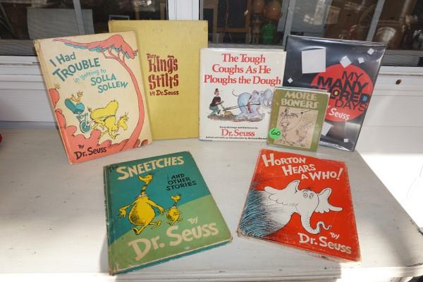 7 vintage Dr. Seuss children's books: 7 vintage Dr. Seuss children's books, More Boners, Second Printing 1931, The Tough Coughs As He Ploughs the Dough. early writings and cartoons by Dr. Seuss 1987, The Sneetches and Other Stories 1961 b