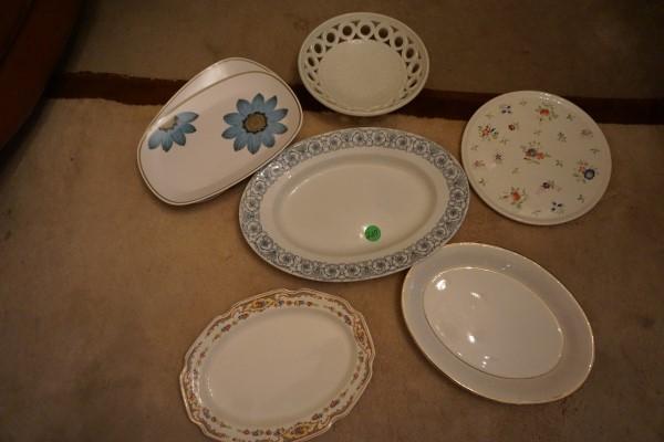 Platters & bowl: Platters & bowl: bowl "Olympia" Sweden, 6 platters : Maddox & Son, England CP Co, Germany, 2 by Noritake "Progression", 20th century