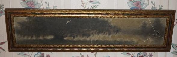 Alexander John Drysdale (American/New Orleans: Alexander John Drysdale (American/New Orleans 1870/1934) small oil on board, paint loss, scratches, site 19" x 3 1/2", with frame 21" x 5 1/2", 20th century