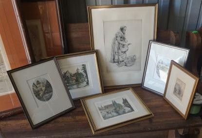 6 framed European prints from Germany, Scotland, &: 6 framed European prints from Germany, Scotland, & other countries, 20th century