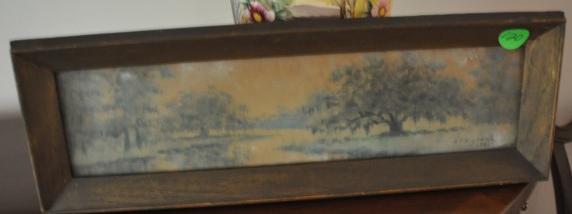 Alexander Drysdale (American 1870-1934) oil wash on: Alexander Drysdale (American 1870-1934) oil wash on board of a Louisiana scene site 19" w x 4 3/4" h, 19th century