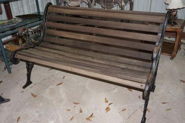 Cast iron & wood bench from the French Quarter in New: Cast iron & wood bench from the French Quarter in New Orleans 50" w x 21" d x 30" h, 20th century