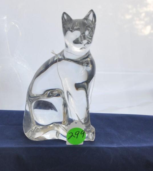 Baccarat Cat: Signed Baccarat crystal cat 9" h, 20th century