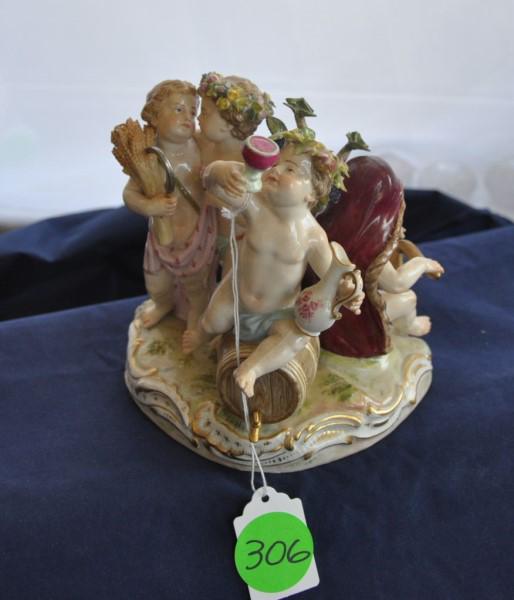 Meissen Figurines: Meissen (3) cherubs figurine # 149, early 20th century
