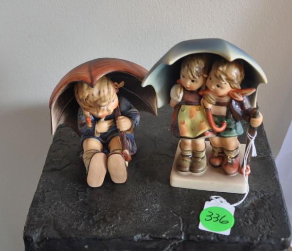 Hummel Figurines: 2 Hummels by Goebel:: #152/08 "Umbrella Boy", #71 "Stormy Weather", 20th century