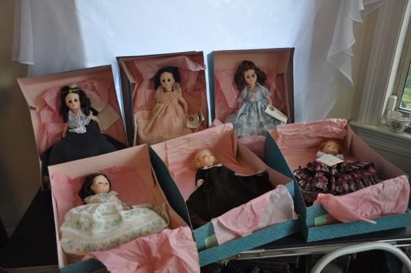 Madame Alexander Dolls: 6 Madam Alexander First Lady Doll Collection, Series II: #1507 Sarah Jackson, #1508 Angelica Van Buren, #1509 Jane Findlay, #1510 Julia Tyler, #1511 Sarah Polk, #1512 Betty Taylor Bliss, 20th century