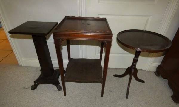3 mahogany side tables & pedestal (1 of 2)