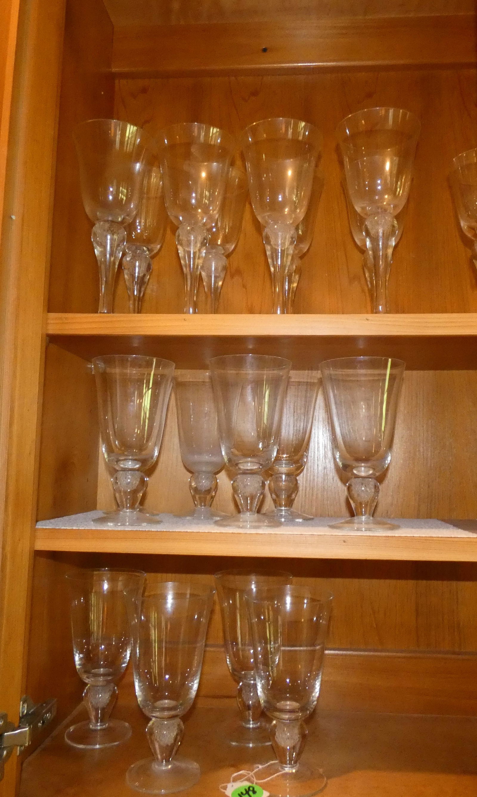 Crystal stemware: Crystal stemware with crystal ball in base: 9 wines & 8 waters, 20th century