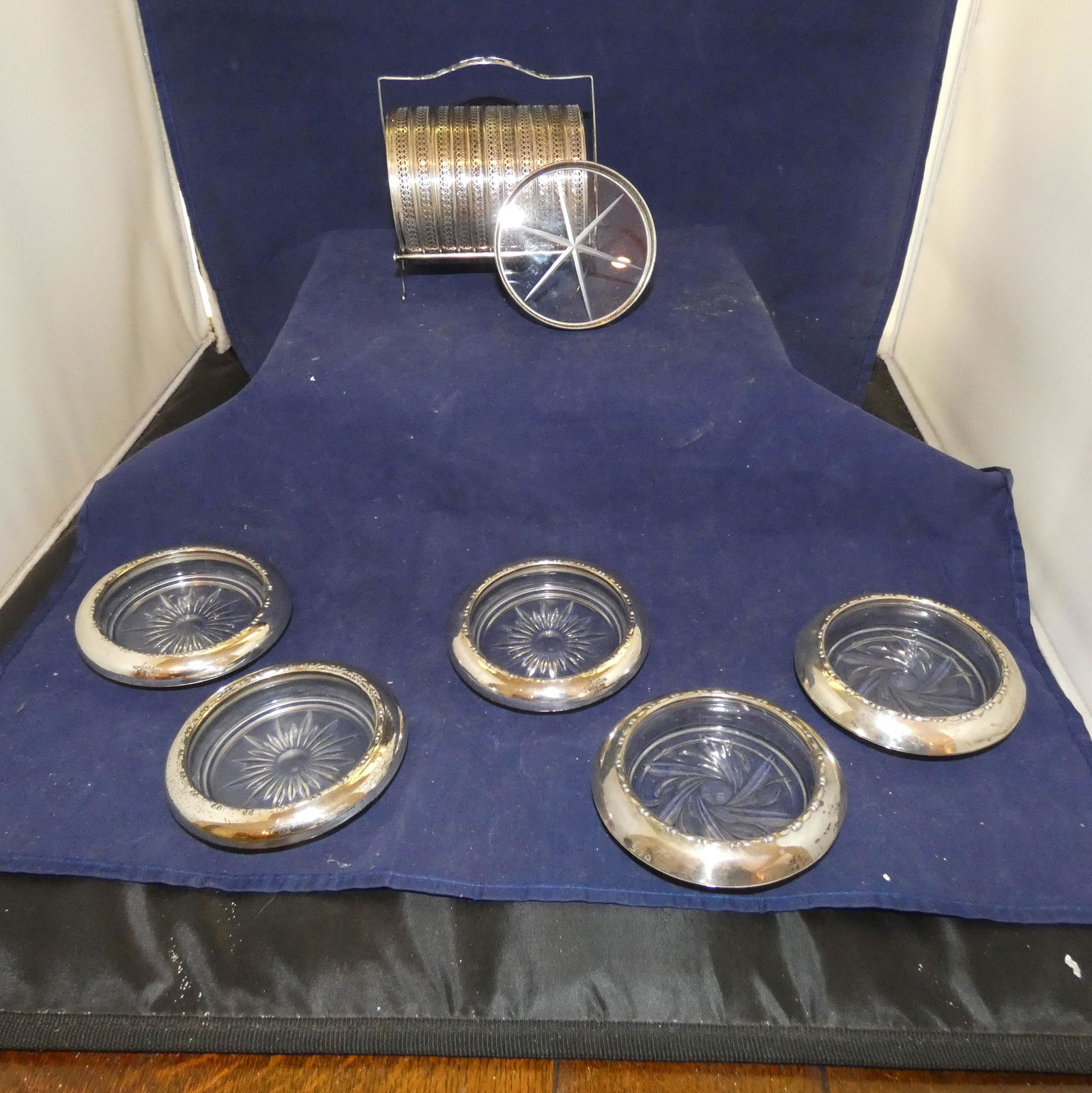 2 sets of sterling & crystal coasters (1 of 3)