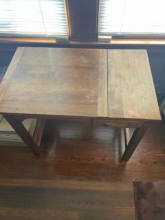 Antique flip top desk: Antique flip top desk, 1 drawer 34" w x 21" d x 30" h. early 20th century