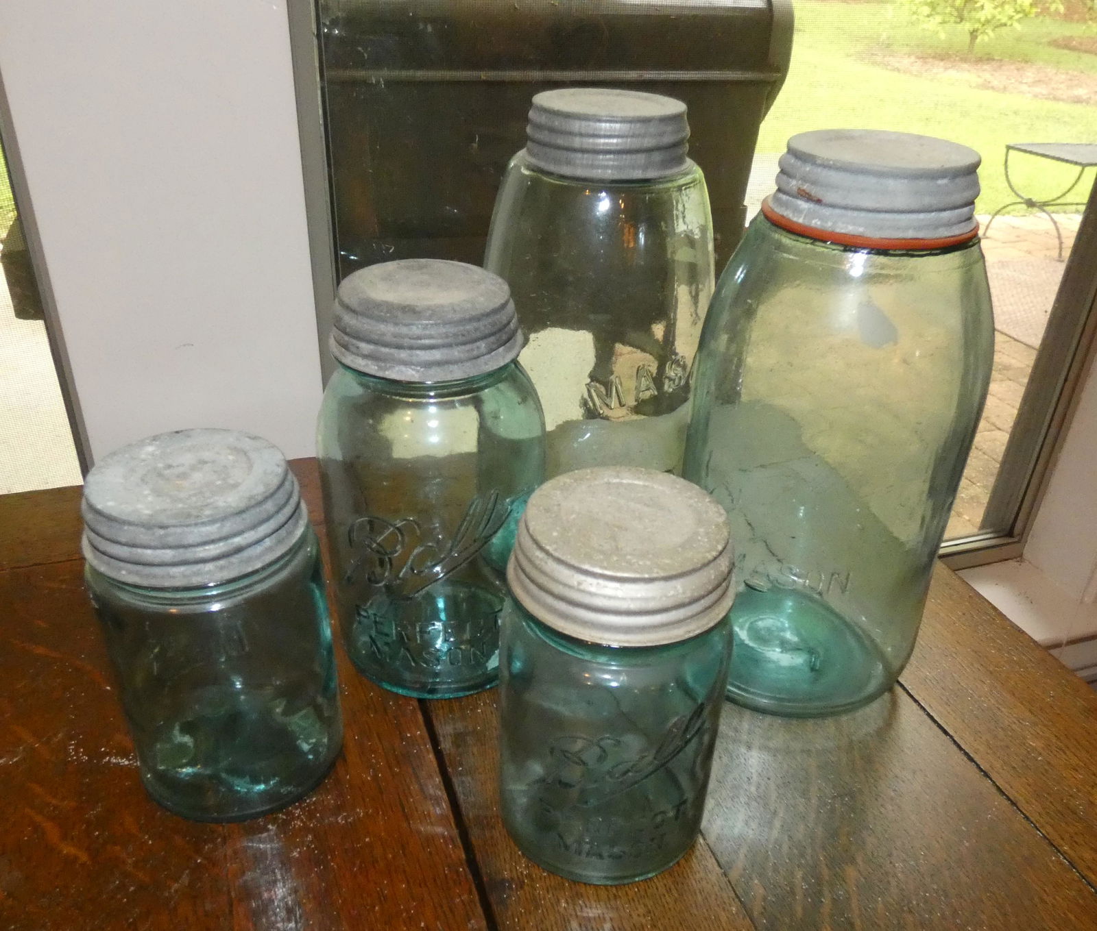 3 antique Ball jars  & 2 Mason jars (1 of 2)