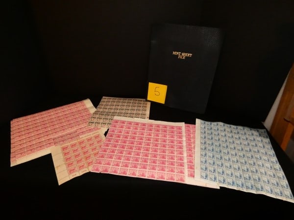 Mint Stamp Sheets: Mint Stamp Sheets: 1776-1926 Battle of White Planes-2 cents (25 stamps #18773), 3 sets 1934 Maryland Tercentenary 300 years 3 cents (100 stamps #F21196, 100 stamps #21197100 stamps #21191), 1783-1933 