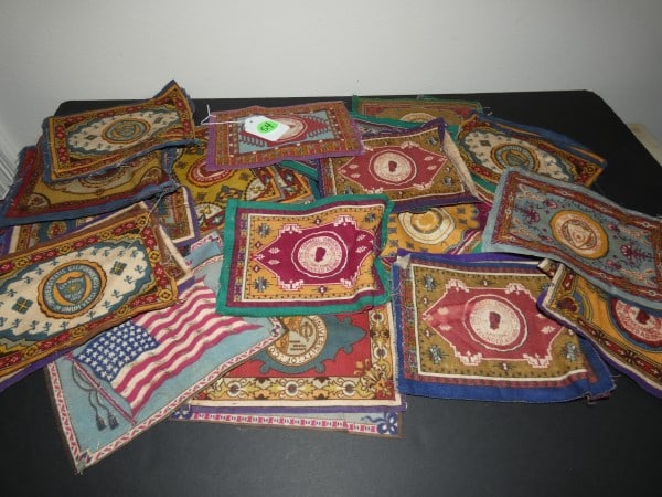 50+ cigar box flannel school emblems from American Universities: 50+ cigar box flannel school emblems from American Universities 8" x 5.5", early-mid 20th century