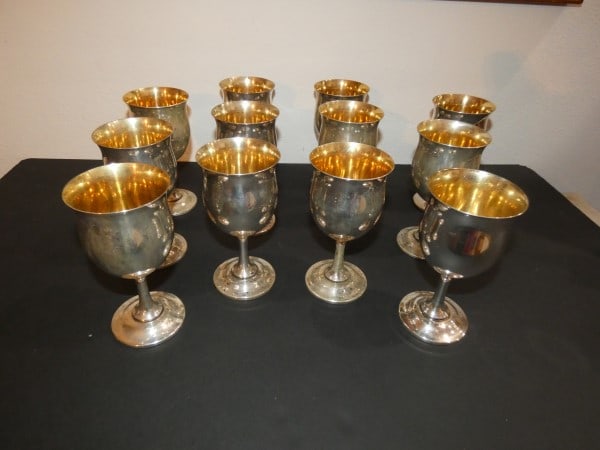 Set of 12 sterling goblets by Reed & Barton: Set of 12 sterling goblets by Reed & Barton, 2,114 grams, mid 20th century