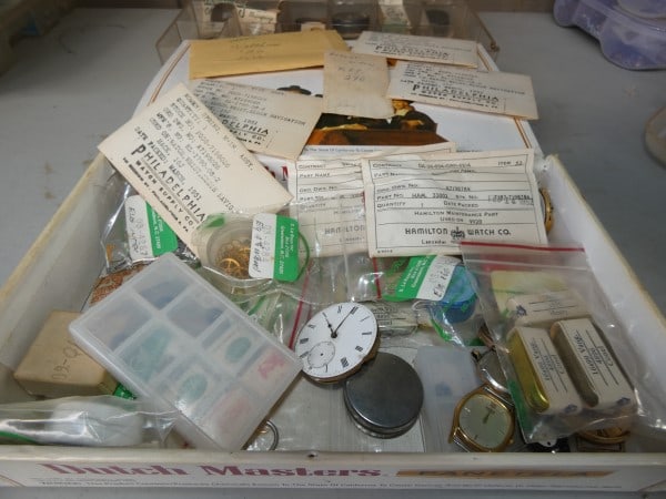 Pocket Watch repair & replacement parts including small wheels, springs: Pocket Watch repair & replacement parts including small wheels, springs replacement parts, and misc. items, 20th century