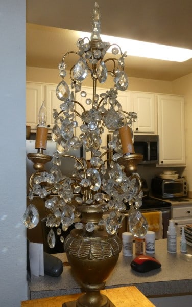 2 lighted crystal lamps in gold gilt pots (1 of 4)