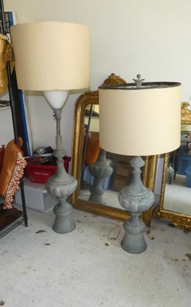 Pair of antique tin lamps (1 of 4)