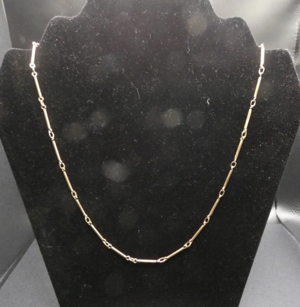 18K yellow gold link & bar chain necklace (1 of 3)