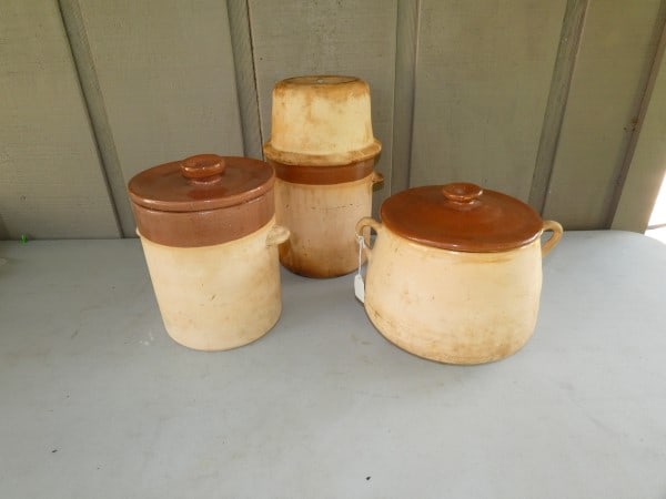 3 French clay pots/crocks (1 of 5)
