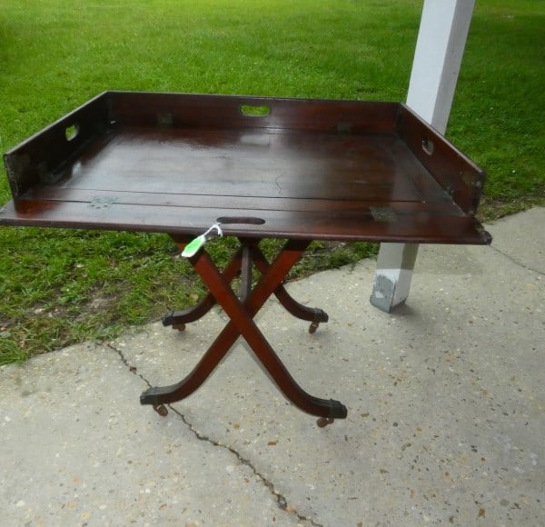 Mid century mahogany butler's table with stand (1 of 6)