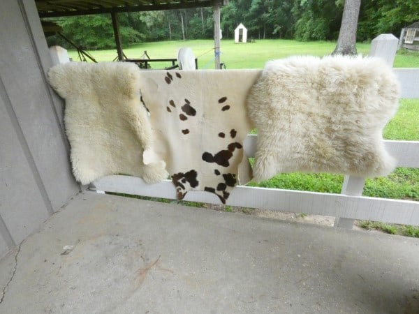 2 sheepskin rugs & cowhide rug (1 of 7)