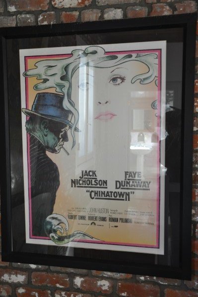 Framed "Chinatown" movie poster staring Jack Nicholson: Framed "Chinatown" movie poster staring Jack Nicholson & Faye Dunnaway, site 3'2" H x 2'3" W, with frame 3'9" H x 3' W