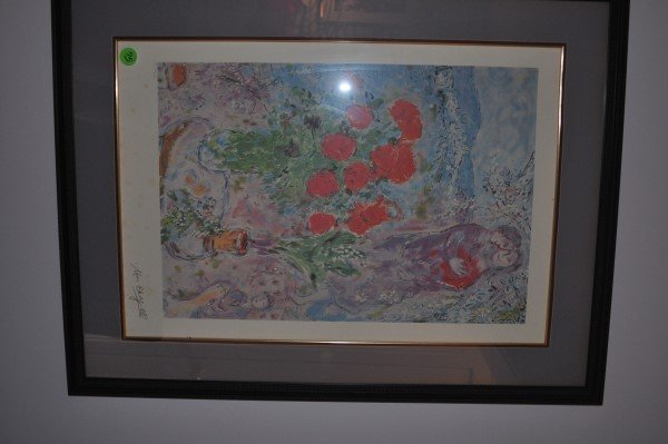 Framed poster Marc Chagall II, 205/500, site 2'7" H x: Framed poster Marc Chagall II, 205/500, site 2'7" H x 1'9" W, with frame 3'5" H x 2'7" W
