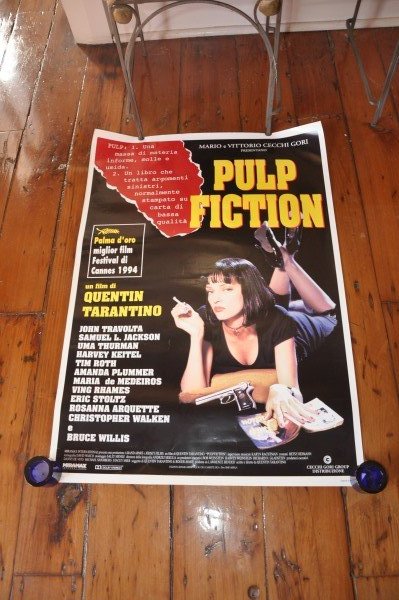 2 unframed movie posters: Pulp Fiction, 3'4" H x 2'4" W: 2 unframed movie posters: Pulp Fiction, 3'4" H x 2'4" W & The Godfather, 3'2" H x 2'2" W