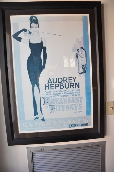 Framed poster "Breakfast at Tiffany's" with Audrey: Framed poster "Breakfast at Tiffany's" with Audrey Hepburn, site 3' H x 2' W, with frame 3'7" H x 2'7" W